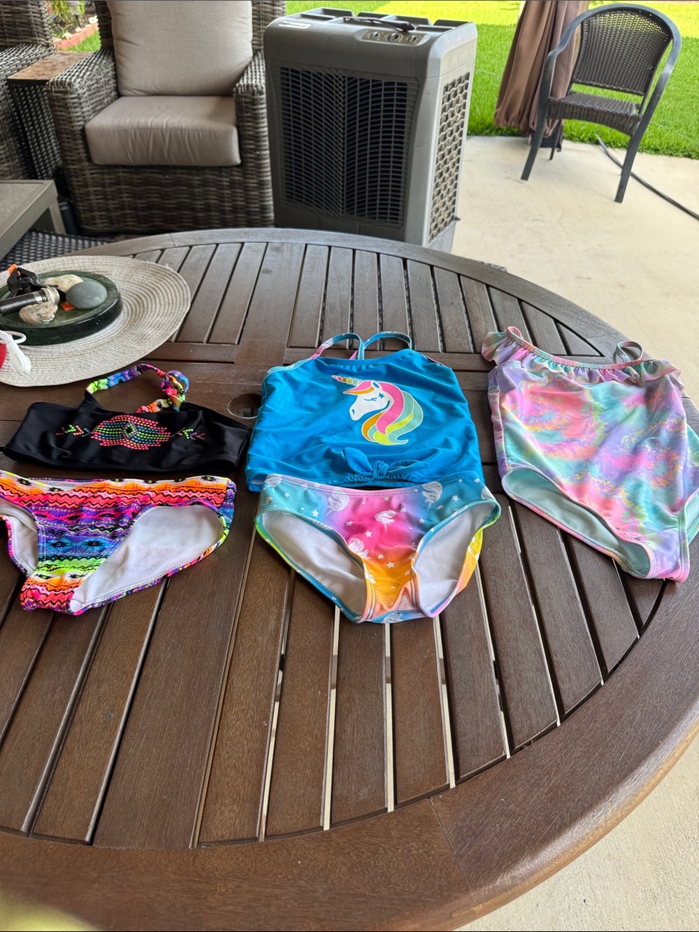 Kids Unicorn One-Piece Swimsuit in Blue and Pastel Tie-Dye